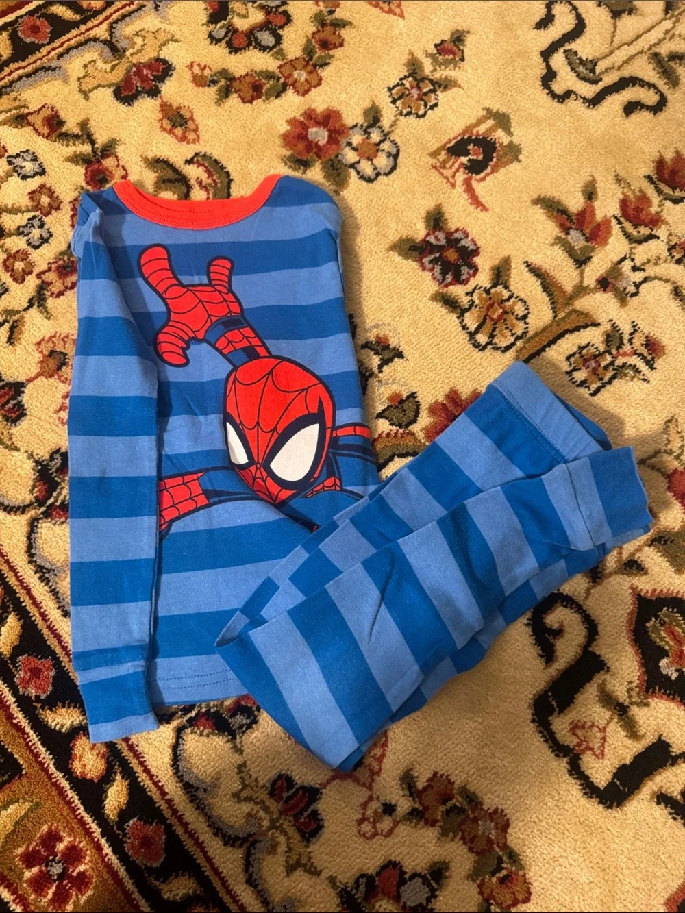 Disney Spider-Man Blue & Red Striped Kids Pajama Set